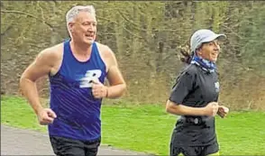  ??  ?? A&amp;D’s Terry Sellen and Sandi Mortimer (above) and Emma Jenkins (far left) in the Ashford parkrun. Christine Costiff (left) – first vet and third lady at the Bedgebury 10