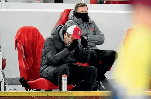  ?? AP ?? Liverpool manager Jurgen Klopp’s reaction shows what he thinks of his team’s shock loss to Burnley at Anfield.