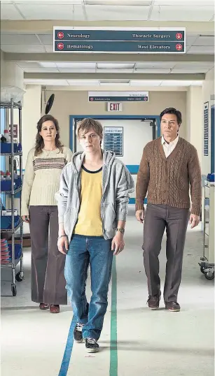  ?? CBC ?? Camille Sullivan, left, as Alice Landry, Jared Ager-Foster as Peter Landry and Shawn Doyle as Ben Landry appear in a scene from Unspeakabl­e, which tells the tale of Canada’s tainted blood scandal.