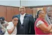  ?? ANELISA KUBHEKA ?? NKOSI Timmy Langa’s sister Zodwa Langa is hugged by State Prosecutor advocate Krishen Shah after the conviction. |