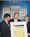  ?? Dean Bicknell/Calgary Herald ?? A map of the new ring road plan was shown by officials at a press conference in 2010.
