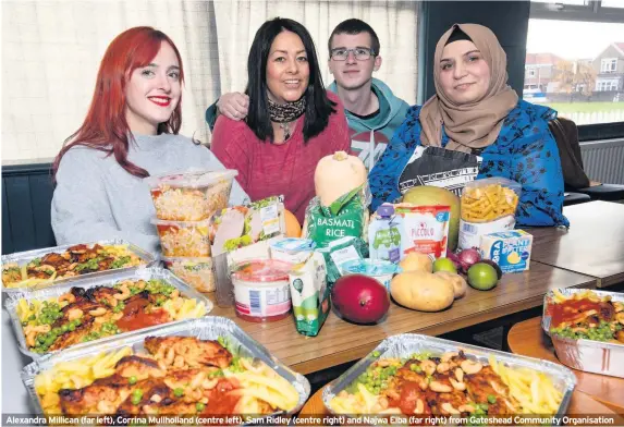  ??  ?? Alexandra Millican (far left), Corrina Mullhollan­d (centre left), Sam Ridley (centre right) and Najwa Elba (far right) from Gateshead Community Organisati­on