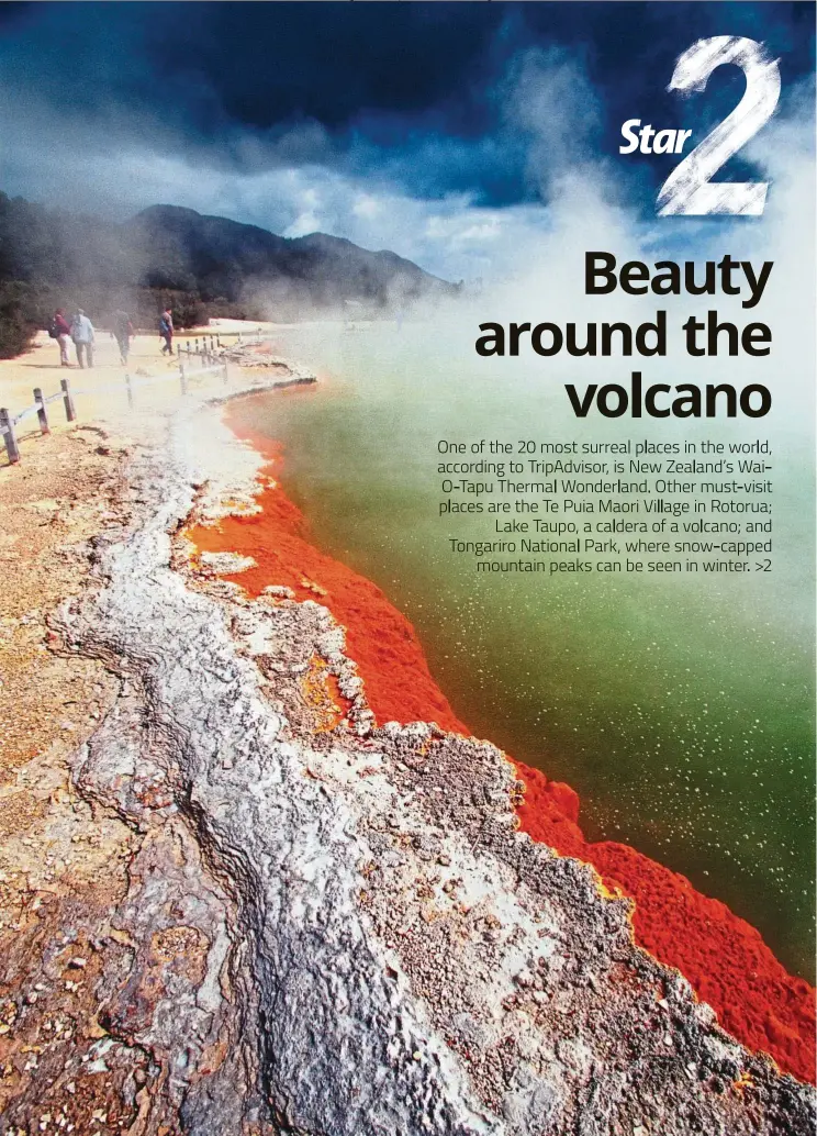  ?? — ROB SUISTED/New Zealand Tourism ?? Wai-O-Tapu Thermal Wonderland in Rotorua is a popular tourist attraction in New Zealand.