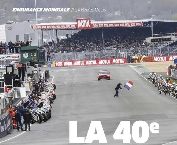  ??  ?? [1] Rendez-vous samedi à 15 heures Le moment d'émotion à ne pas manquer ... avec l'arrivée. La 40e édition a fait le plein avec soixante machines au départ. [2] Le SRC Kawasaki veut garder son trophée Vainqueur l'an dernier, le team SRC Kawasaki va...