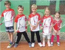  ?? FOTO: TC WANGEN ?? Die Kleinsten im Club, Mannschaft U8 mit Lukas Albrecht, Simon Peters, Bela Bremicker, Moritz Siglinger, Mila Biggel und Lotta Albrecht.