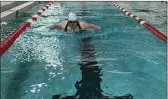  ?? ?? Local swimmer Jenae Ruetz finished in first place in the 50m butterfly event at the Feb. 13 swim meet in Swift Current.