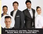  ??  ?? Die kenners is, van links, Tiaan (inlas), Braam, Wim, Zak en Jeanne-Mari.