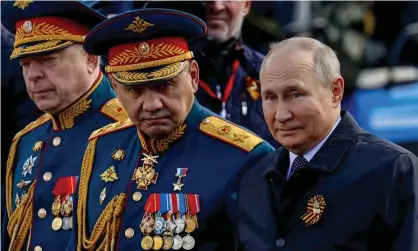  ?? Photograph: Getty ?? President Vladimir Putin attends the military parade in Moscow on Monday.