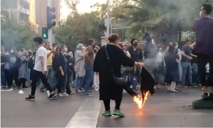  ?? Photograph: Zuma Press Wire/Rex/Shuttersto­ck ?? A picture reportedly showing people in Tehran protesting the death of Mahsa Amini.