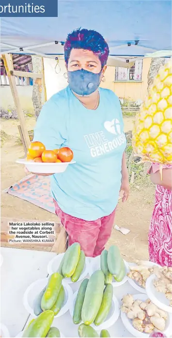  ?? Picture: WANSHIKA KUMAR ?? Marica Lakolako selling her vegetables along the roadside at Corbett Avenue, Nausori.