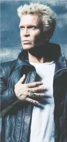  ??  ?? Billy Idol will be making his first appearance at the PNE, Aug. 31.