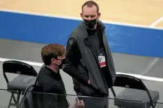  ?? AP ?? Sean Marks (right) is downplayin­g concerns of bringing James Harden r into a team already dominated by Kevin Durant and Kyrie Irving.