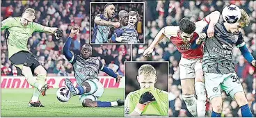  ?? (Pic: Dailymail) ?? Arsenal goalkeeper Aaron Ramsdale dropped a huge howler to hand Brentford a first-half equaliser in their Premier League clash at the Emirates on last night. However, Kai Havertz headed the Gunners back in front late on to spare Ramsdale’s blushes.