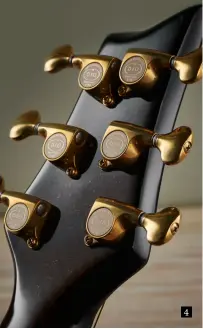  ??  ?? 4
4. These aged gold Gotoh 510 tuners are about the most convention­al feature here! Options include plating, three electronic levels, the colour and top veneers. The X10 starts at €1,850 and ships with a custom Hiscox case, a gigbag if you prefer, or both!