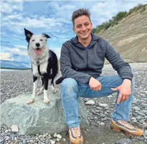  ?? PROVIDED ?? Celebrity dog trainer and YouTube star Zak George and his border collie, Inertia. George says vigorous exercise can reduce a dog’s anxiety.