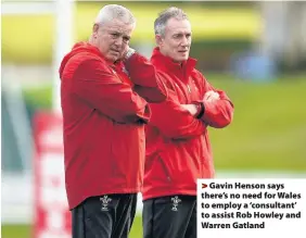  ??  ?? &gt; Gavin Henson says there’s no need for Wales to employ a ‘consultant’ to assist Rob Howley and Warren Gatland