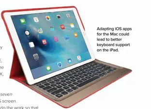  ??  ?? Adapting IOS apps for the Mac could lead to better keyboard support on the ipad.