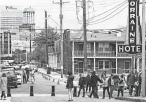  ?? THE COMMERCIAL APPEAL FILES ?? March 20, 2019: Work on NBC’S “Bluff City Law” pilot takes place along Mulberry Street near the National Civil Rights Museum.