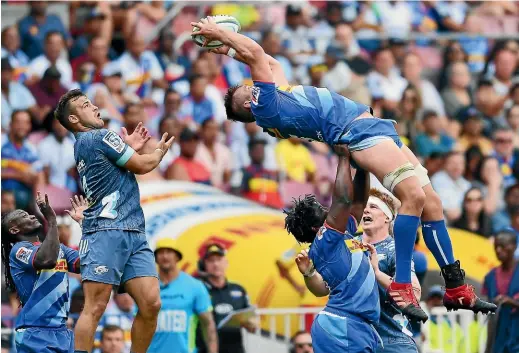  ?? GETTY IMAGES ?? With not a Hurricane in sight, Chris van Zyl wins a lineout for the Stormers in their comprehens­ive win in Cape Town.