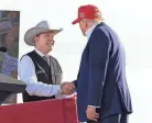  ?? LINCOLN JOURNAL STAR VIA AP ?? Nebraska Republican gubernator­ial candidate Charles Herbster meets with former President Donald Trump May 1.