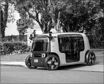  ?? ZOOX, INC. VIA ASSOCIATED PRESS ?? Zoox, the self-driving vehicle company owned by Amazon, says it successful­ly carried passengers on public roads Saturday in its “robotaxi.”
