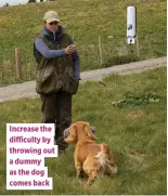  ??  ?? Increase the difficulty by throwing out a dummy as the dog comes back