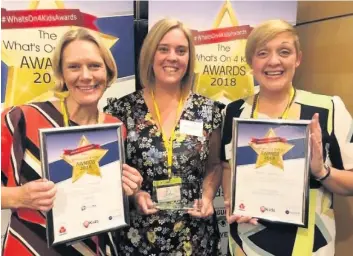  ??  ?? First class Louise, far right, with Anna Neville, Kidslingo CEO and franchisee Becky MacLean