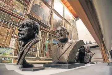  ?? Picture: SIMPHIWE NKWALI ?? HISTORY’S STONY GLARE: Busts of former premiers in the Heritage Foundation’s storeroom at the Voortrekke­r Monument, below. From the left are Louis Botha, DF Malan, JG Strydom and HF Verwoerd