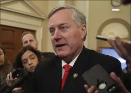  ?? THE ASSOCIATED PRESS ?? Rep. Mark Meadows, R- N.C., speaking to reporters last month, won’t seek reelection in 2020 and he expects to join the Trump administra­tion in a still-to-be-determined role.