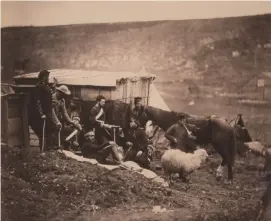  ?? (Library of Congress) ?? ■ A group of men from the 4th Dragoon Guards, which participat­ed in the charge of the Heavy Brigade at Balaklava in October 1854.