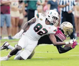 ?? AP/FILE ?? Miami will face in-state rival Florida State on Oct. 6 at Hard Rock Stadium.