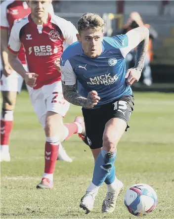  ??  ?? Sammie Szmodics in action for Posh at Fleetwood on Good Friday. Photo: Joe Dent/theposh.com