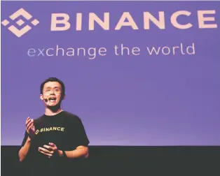  ?? DARRIN ZAMMIT LUPI/REUTERS FILES ?? Canadians like Binance CEO Changpeng Zhao have had a big role in building this new world of cryptocurr­ency and blockchain — just not in Canada, for many of them, says Ethan Lou.
