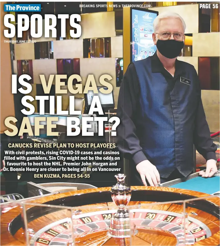  ?? — GETTY IMAGES ?? Casino dealer Gary Reed has returned to work in Las Vegas and is hoping he has good luck staying healthy as gamblers fill the city during the COVID-19 pandemic.