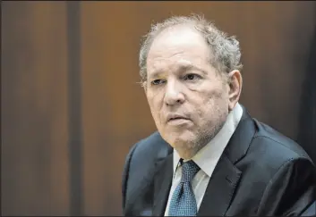  ?? Etienne Laurent
The Associated Press ?? Former film producer Harvey Weinstein in court in Los Angeles on Tuesday. Weinstein has been indicted on four counts of rape and seven other sexual assault counts.