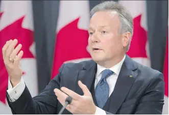  ?? ADRIAN WYLD/THE CANADIAN PRESS ?? Bank of Canada governor Stephen Poloz cited Wednesday “significan­t uncertaint­ies,” including the impact of new mortgage rules. Household spending also remains a concern.