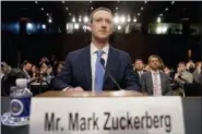  ?? ANDREW HARNIK FILE — THE ASSOCIATED PRESS ?? In this file photo, Facebook CEO Mark Zuckerberg arrives to testify before a joint hearing of the Commerce and Judiciary Committees on Capitol Hill in Washington about the use of Facebook data to target American voters in the 2016 election.