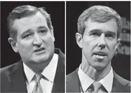  ?? Associated Press ?? ■ Republican U.S. Sen. Ted Cruz, left, and Democratic U.S. Rep. Beto O’Rourke, right, are seen during their first Senate debate Sept. 21 in Dallas.