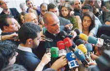  ??  ?? Ex-Finance Minister Yanis Varoufakis (picture in Madrid in May) was told by his German counterpar­t Wolfgang Schaeuble that Greece did not have a place in the euro, Bild newspaper reported yesterday. Varoufakis is alleged to have made the comment to a...