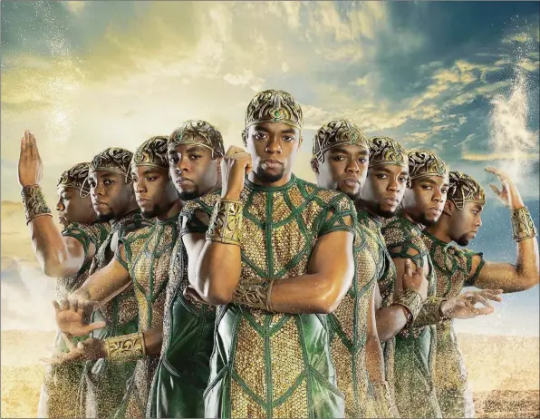  ?? Gods of Egypt. ?? SILLY: Chadwick Boseman as Thoth, the god of wisdom, in the special effects-laden