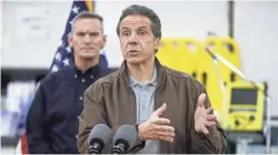  ?? JOHN MINCHILLO/AP ?? New York Gov. Andrew Cuomo has estimated his state will need as many as 30,000 ventilator­s and could soon start facing shortages.