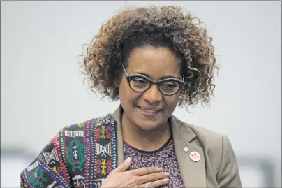  ?? CP PHOTO ?? Secretary General of La Francophon­ie and former governor genera of Canadal Michaelle Jean walks to the podium to address a youth as peace builders working session at the 2017 United Nations Peacekeepi­ng Defence Ministeria­l conference in Vancouver, B.C., on Tuesday November 14, 2017.