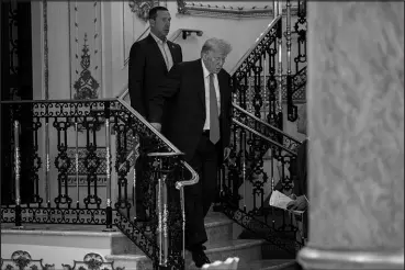  ?? ANDREW HARNIK / ASSOCIATED PRESS ?? Former President Donald Trump arrives Nov. 8 for an election party at Mar-a-lago in Palm Beach, Fla.