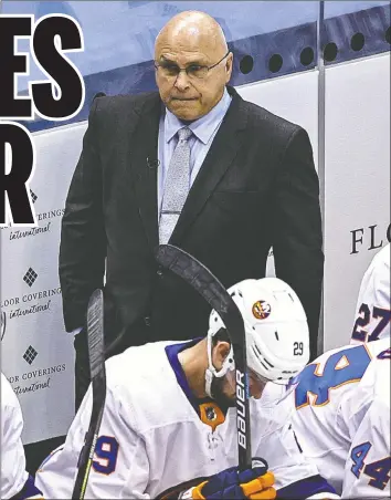  ?? — ELSA/GETTY IMAGES ?? Head coach Barry Trotz was fired by the New York Islanders on Monday after the team missed the playoffs for the first time in four seasons.