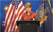  ?? LIVESTREAM SCREENSHOT ?? Oneida County Director of Public Health Phyllis Ellis speaking at a press briefing April 17 regarding COVID-19