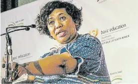  ??  ?? SCHOOLS CONUNDRUM: Basic education minister Angie Motshekga