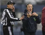  ?? OLIVIA VANNI - THE ASSOCIATED PRESS ?? Seattle Seahawks head coach Pete Carroll, tight, yells at referees during an NFL football game against the Baltimore Ravens, Sunday, Oct. 20, 2019 in Seattle, Wash.