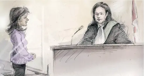  ?? ALEXANDRA NEWBOULD/THE CANADIAN PRESS FILES ?? Rohinie Bisesar, shown in this artist’s sketch from a 2015 court appearance, is charged with first-degree murder.