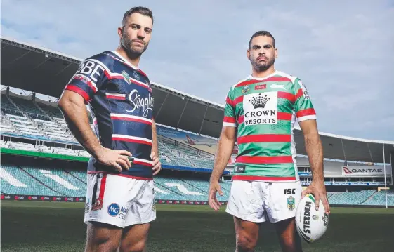  ?? Picture: BRETT COSTELLO ?? Key players in the match tonight – James Tedesco of the Roosters and Greg Inglis of the Rabbitohs.