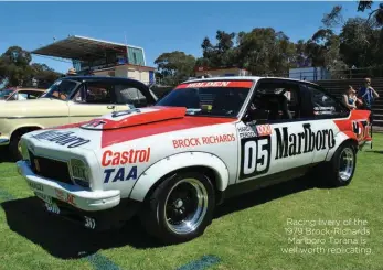  ??  ?? Racing livery of the 1979 Brock-Richards Marlboro Torana is well worth replicatin­g.